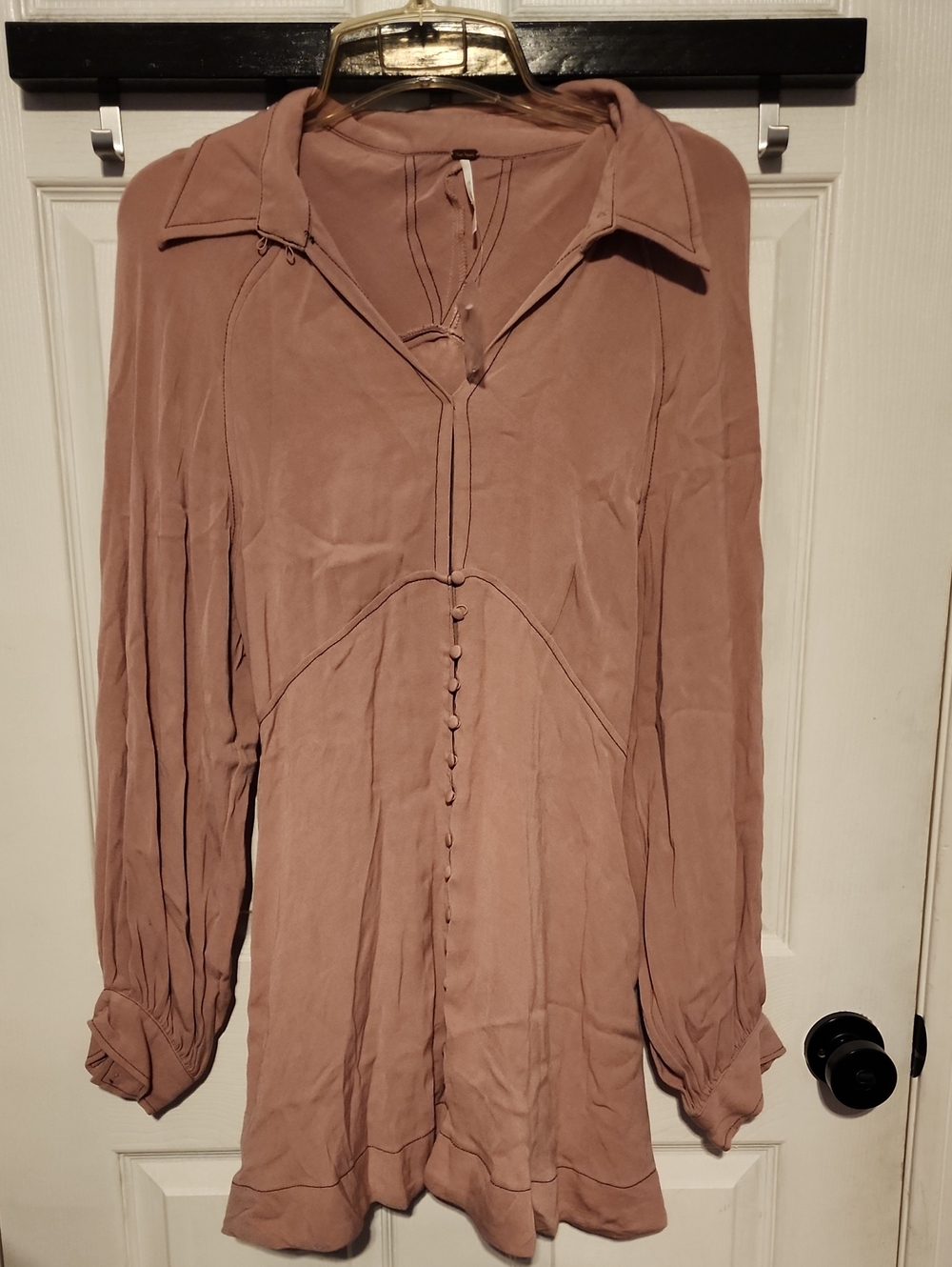 Free People Romantic Button-Up Mini Dress Blush sz S/P